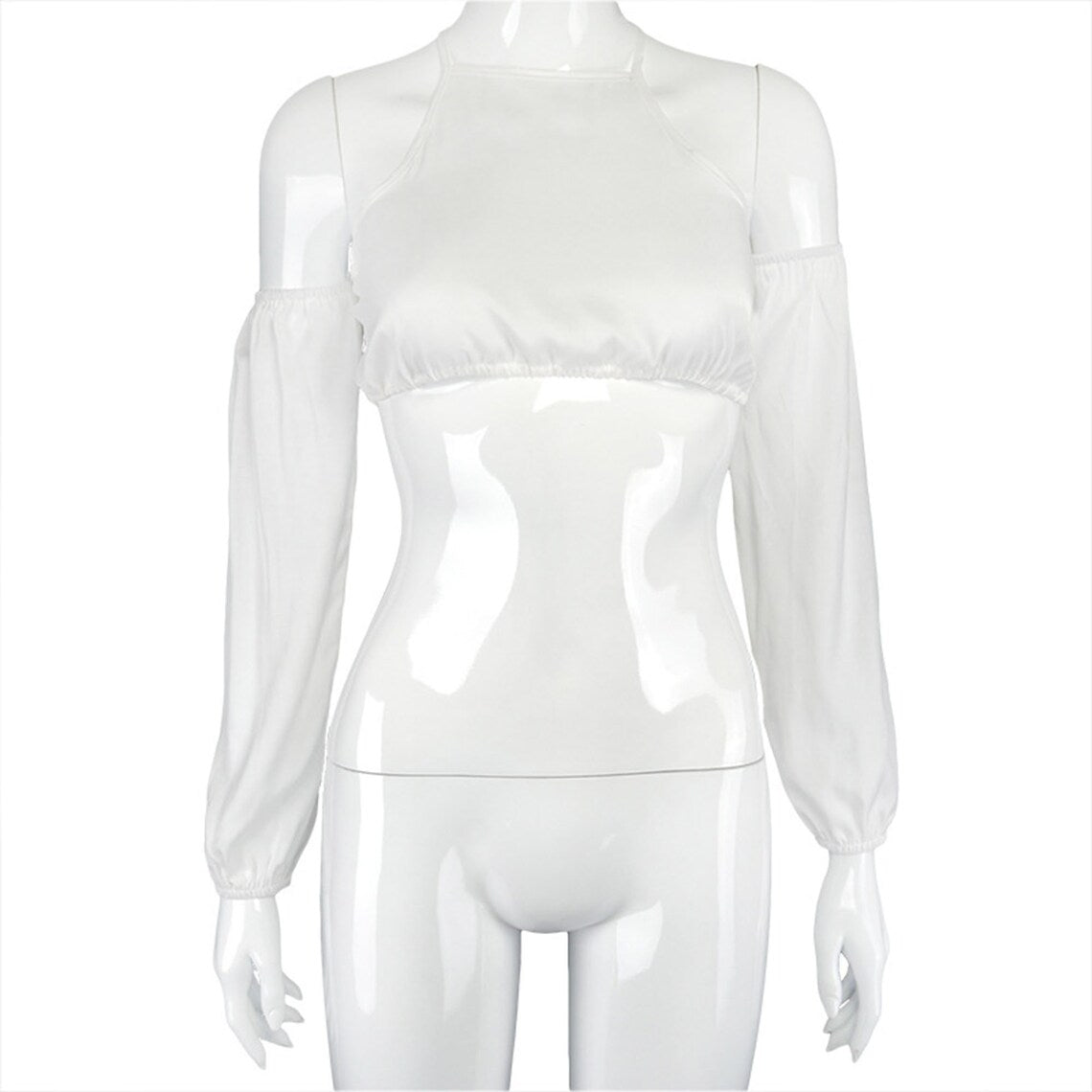 Hollow Out Off Shoulder Cut White Crop Top