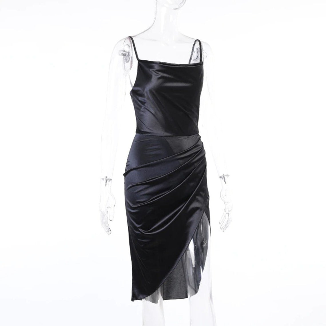 Elegant Solid V-neck High Slit Fashion Sleeveless Dress