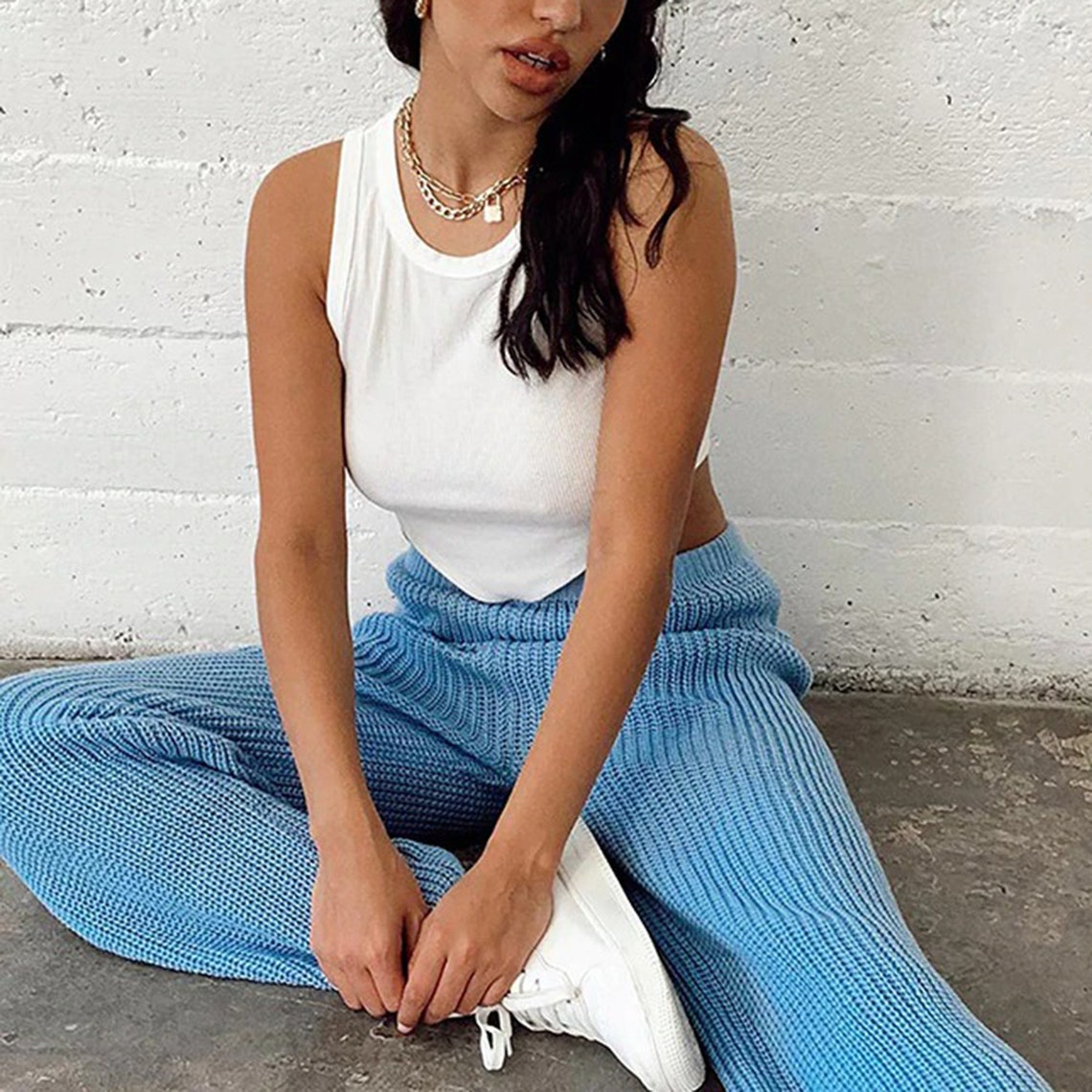 Knitted Diamond Cut Fashion Sexy Casual Tank Top