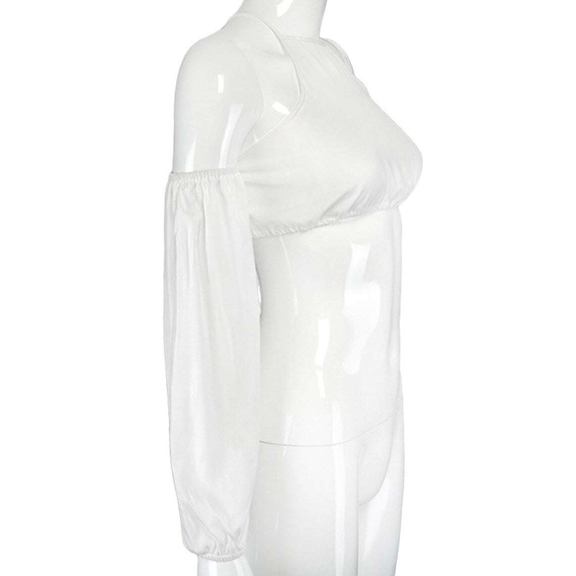 Hollow Out Off Shoulder Cut White Crop Top