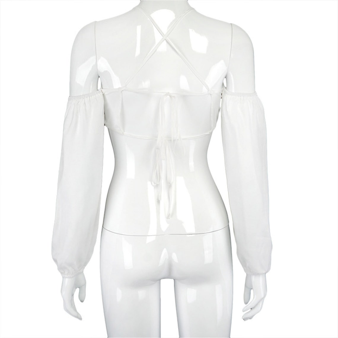 Hollow Out Off Shoulder Cut White Crop Top