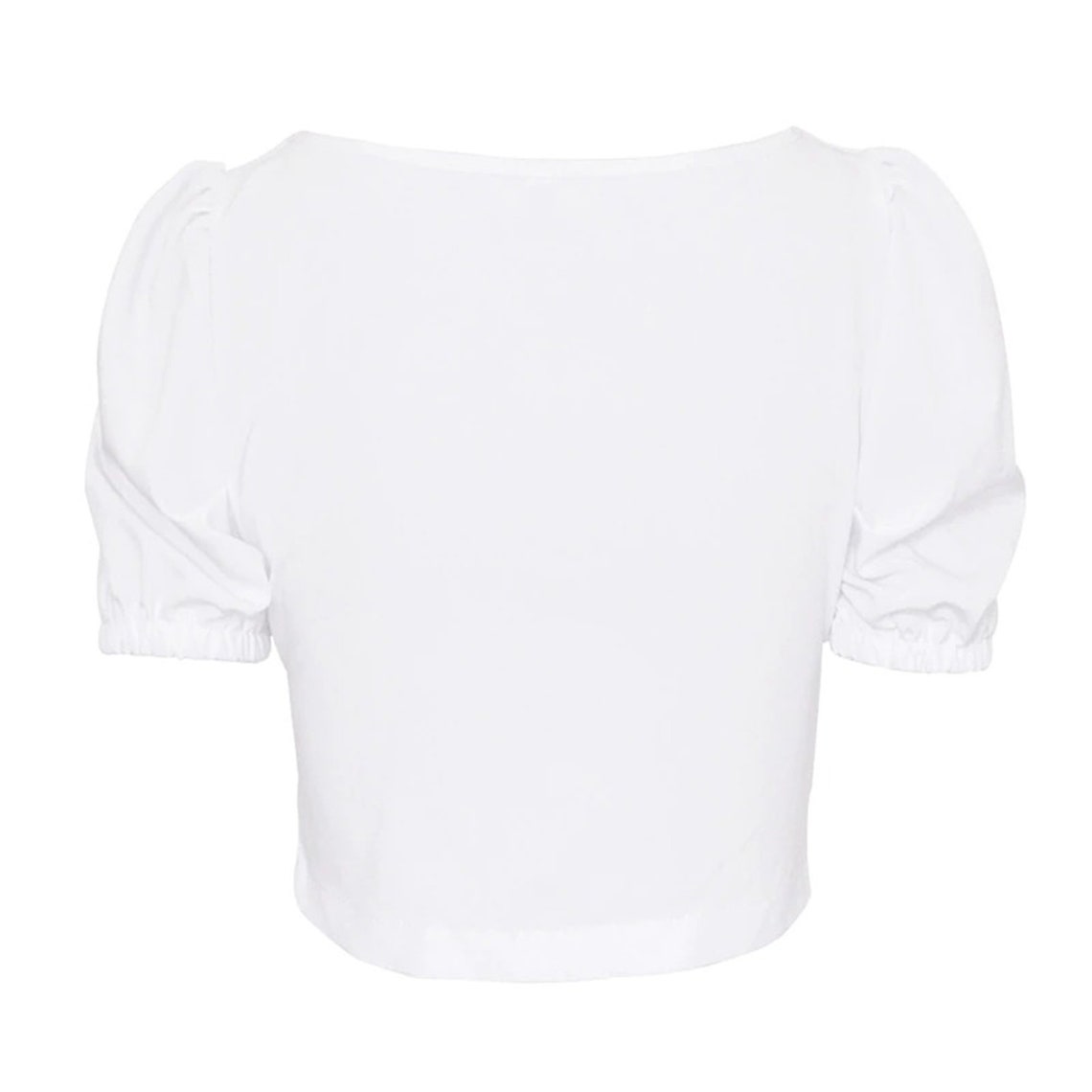 Sexy Hook And Eye Closure Puff Shoulder Square Collar Top