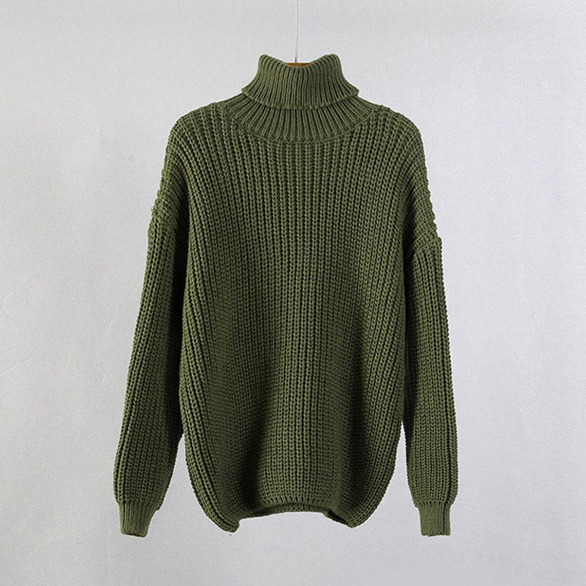 Oversized Cashmere Turtleneck Style Women's Sweater