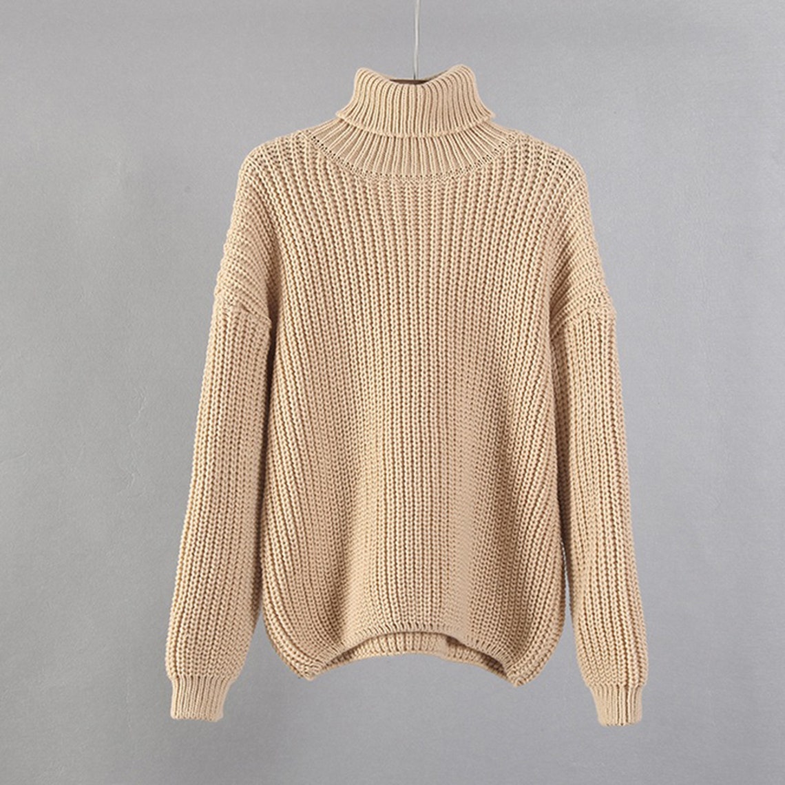 Oversized Cashmere Turtleneck Style Women's Sweater