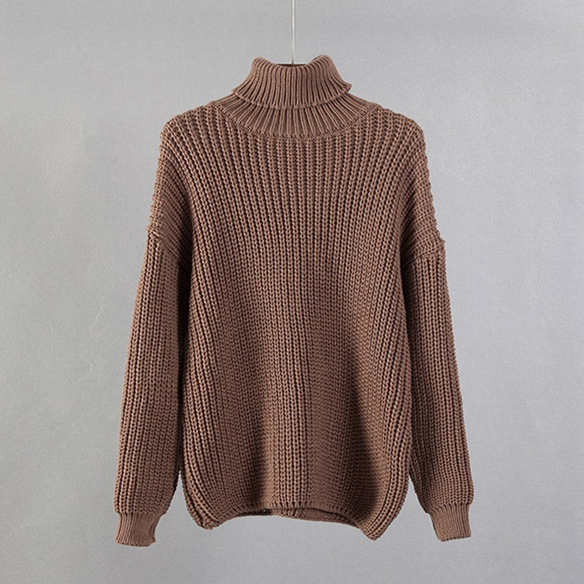 Oversized Cashmere Turtleneck Style Women's Sweater