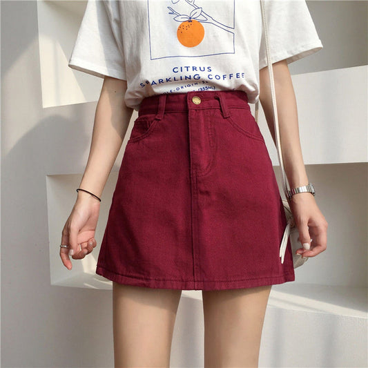 Vintage Leisure Korean Fashion Mini Denim Skirt