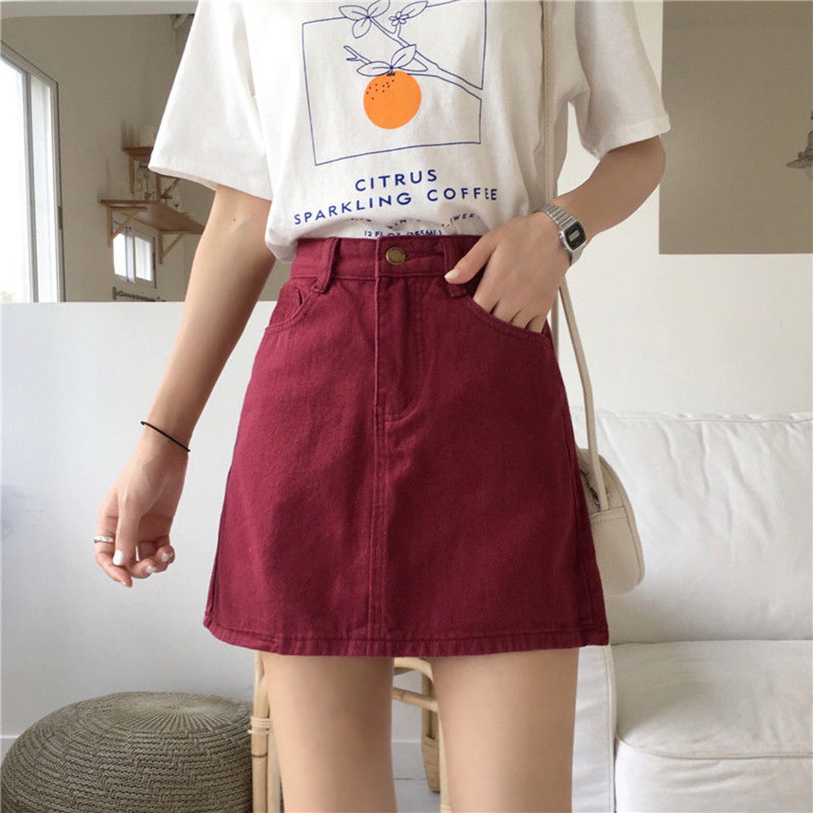Vintage Leisure Korean Fashion Mini Denim Skirt