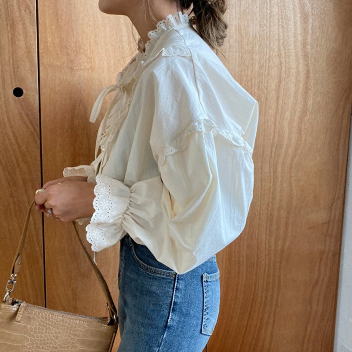 Vintage Korean White Bow Knot Fashion Blouse