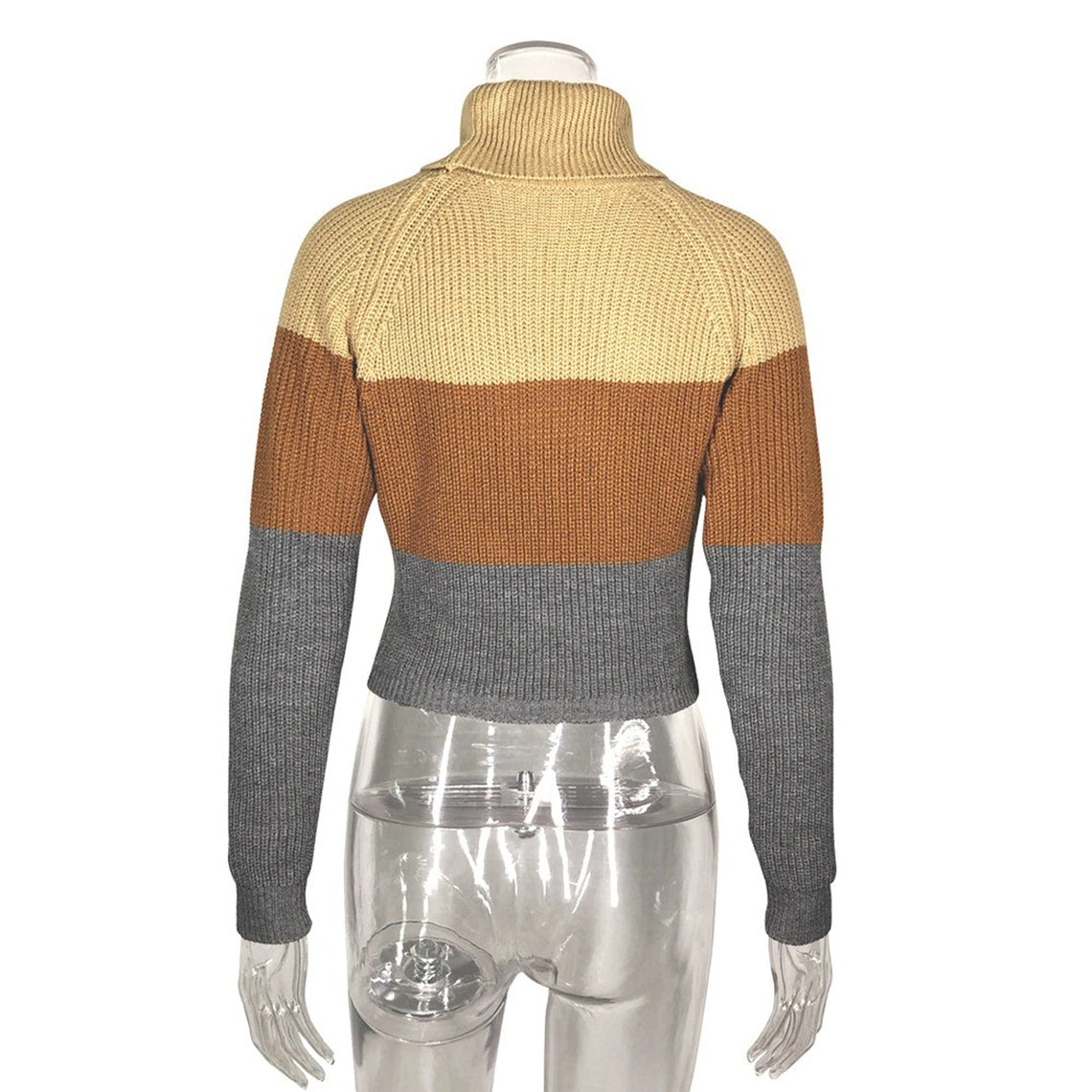 Soft Turtleneck Patchwork Stripes Color Style Sweaters
