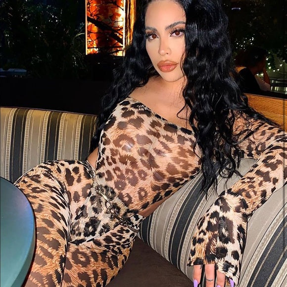 Sexy Leopard Jumpsuit Set