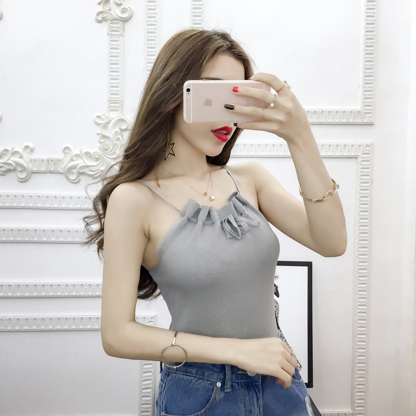Women's Tie Up Spaghetti Straps Style Shirt