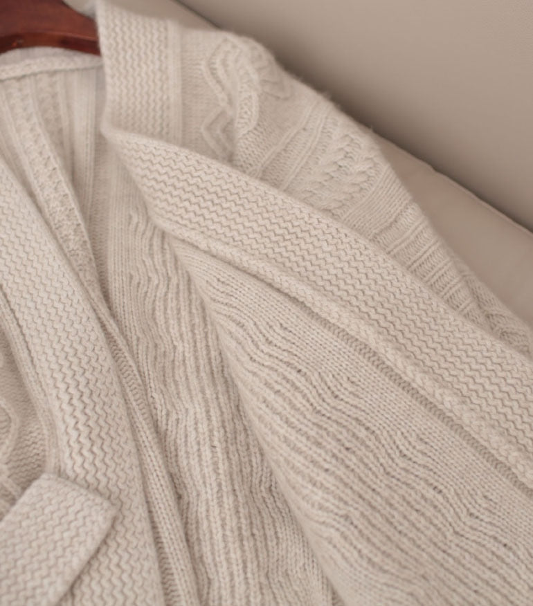Women's Warm Knitted Cardigan Casual Sweater with Criss-Cross Belt
