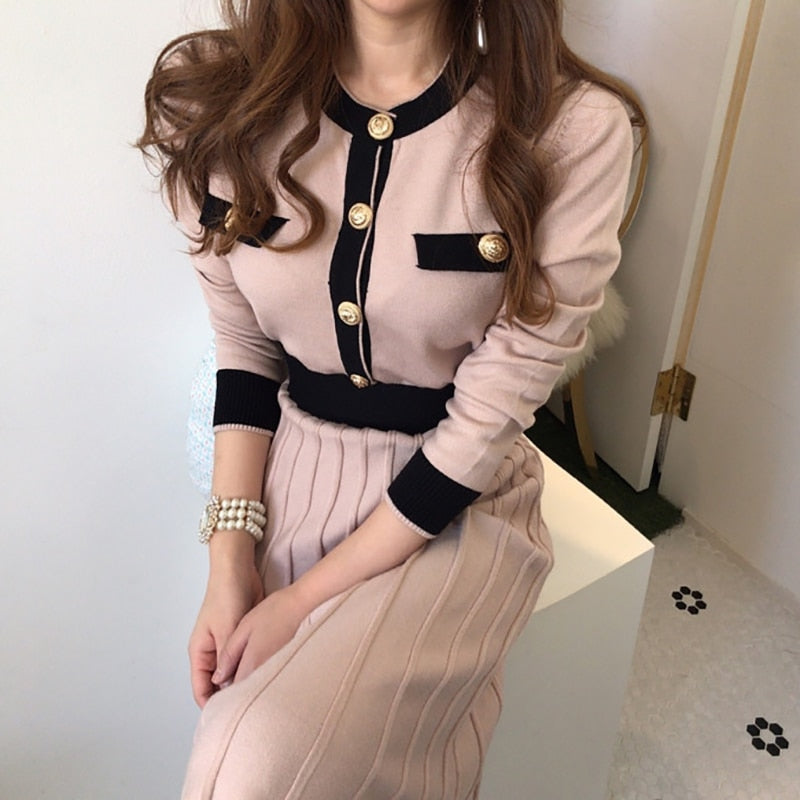KPOP fashion Elegant Long Pleated Dress For Women