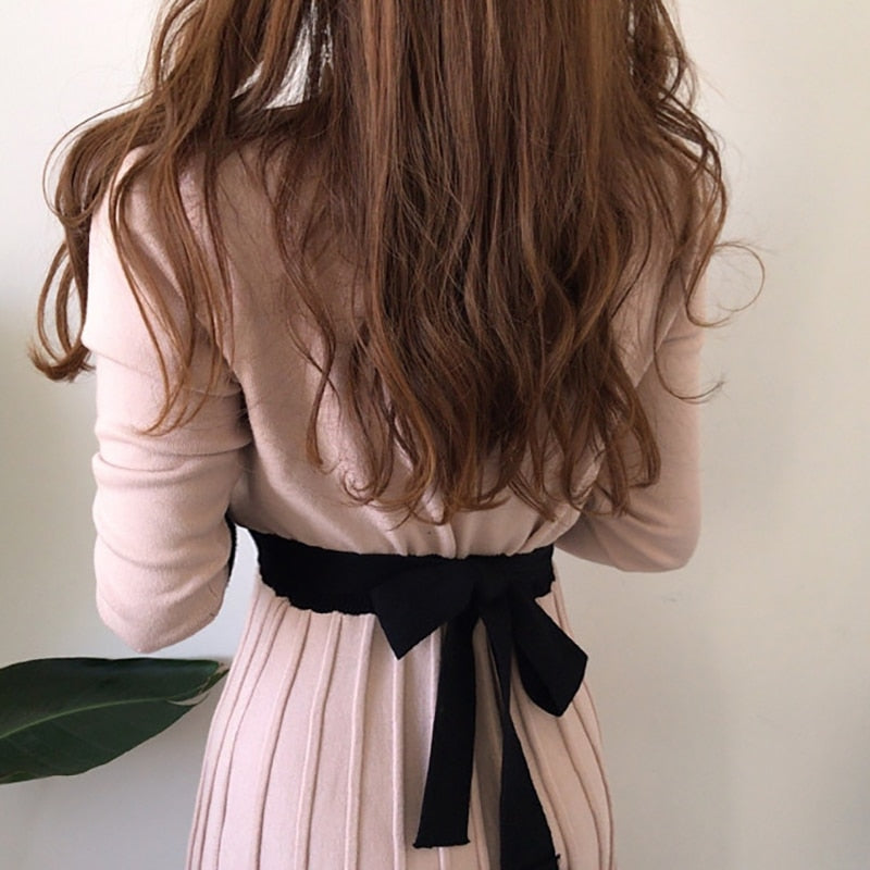 KPOP fashion Elegant Long Pleated Dress For Women