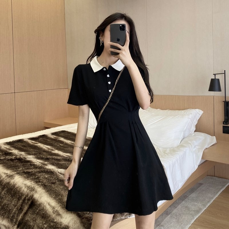 Fashion Goddess Temperament Korean Black Dress
