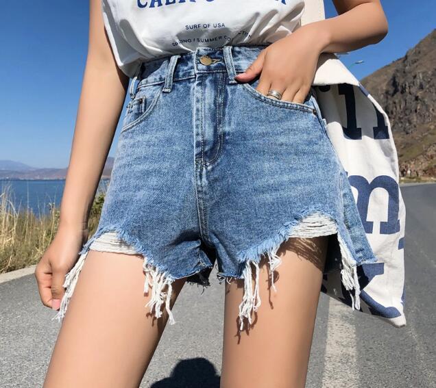 Tassel Ripped Streetwear Mini Denim Shorts