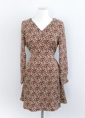 Women's Vintage Floral Print Casual Mini Dress
