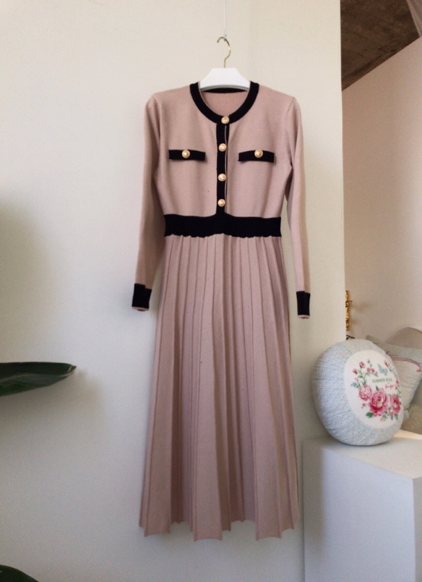 KPOP fashion Elegant Long Pleated Dress For Women