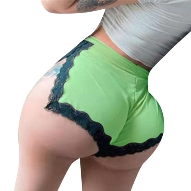 Breathable Lace High Waist Split Shorts Summer Ladies
