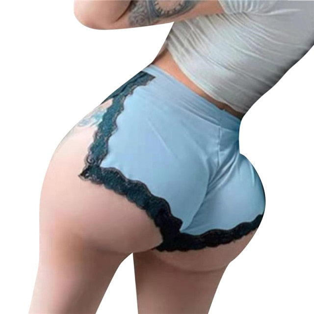 Breathable Lace High Waist Split Shorts Summer Ladies