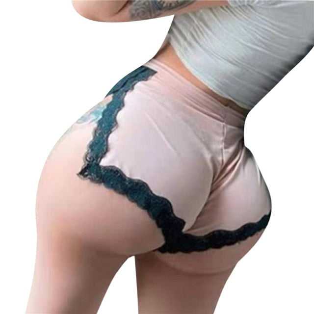 Breathable Lace High Waist Split Shorts Summer Ladies