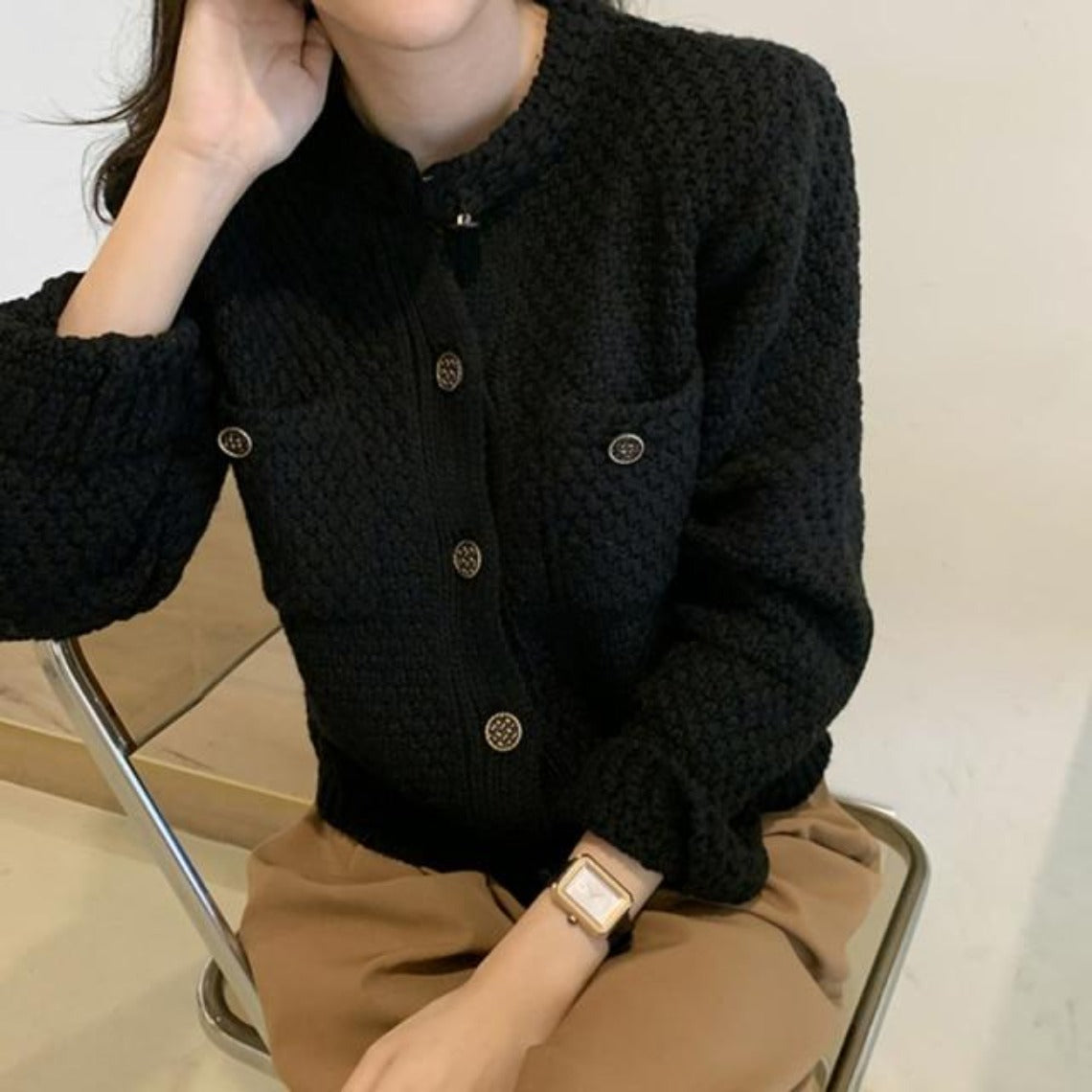 Elegant Button Down Knitted Casual Sweater