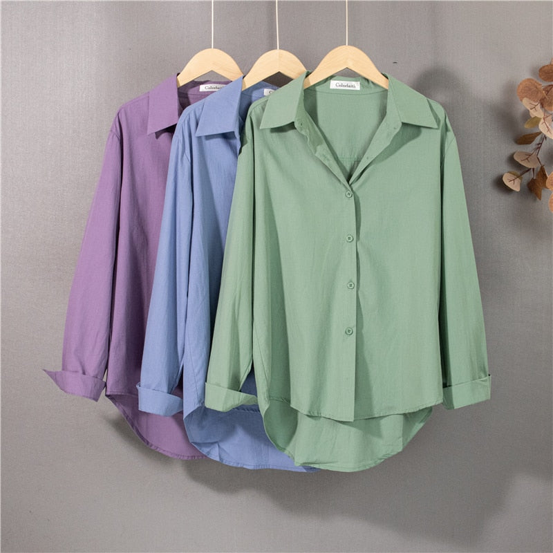Vintage Solid Loose Casual Autumn Fashion Shirt