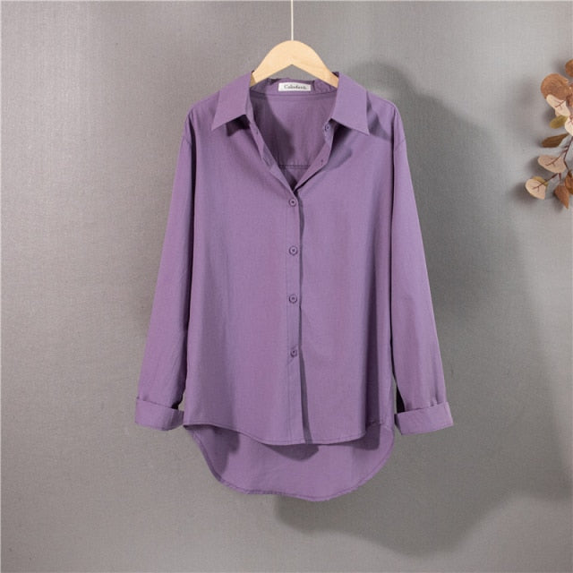 Vintage Solid Loose Casual Autumn Fashion Shirt
