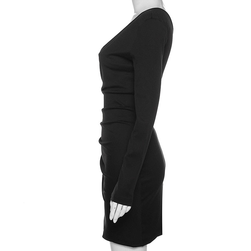 Elegant Black One Shoulder Mini Evening Dress