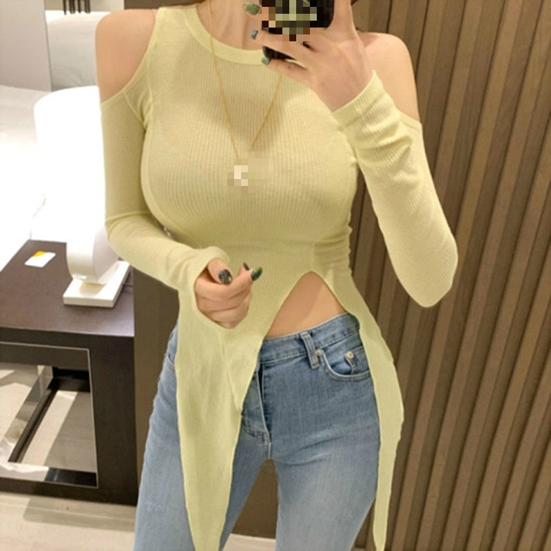 Elastic Korean Asymmetrical Slim Top